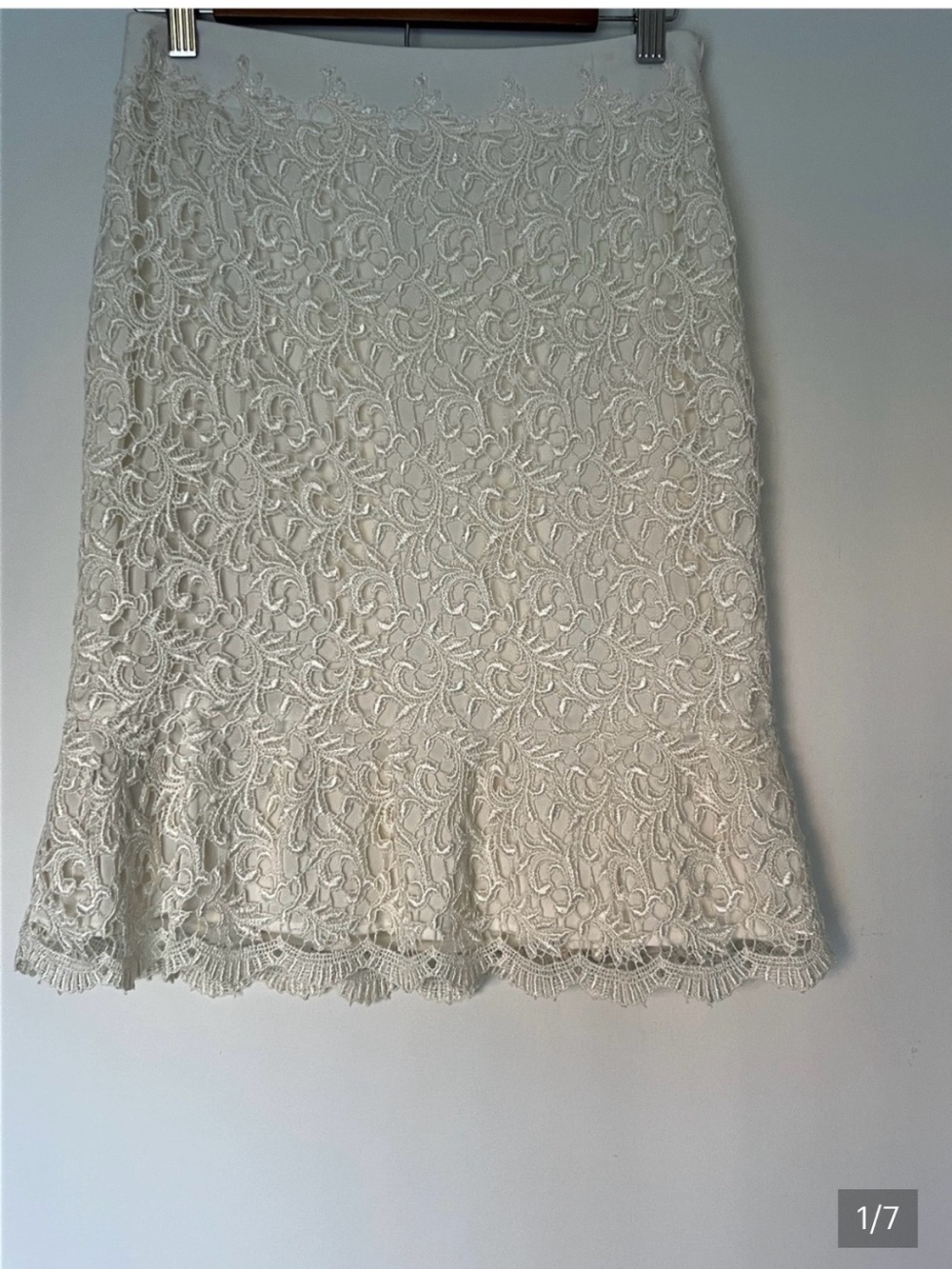 White House Black Market Ivory Lace Pencil Skirt